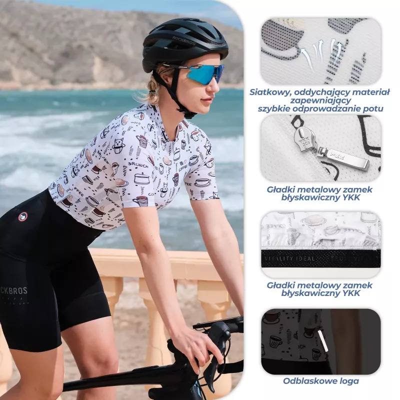 Dames fietsshirt Rockbros 15110005004 korte mouw M - wit