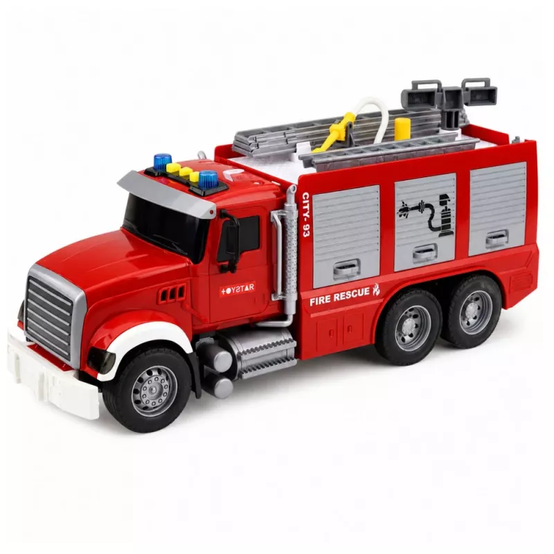 LEAN TOYS brandweerauto brandweer met uitschuifbare ladder, waterslang, lichten en geluiden