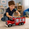 LEAN TOYS brandweerauto brandweer met uitschuifbare ladder, waterslang, lichten en geluiden