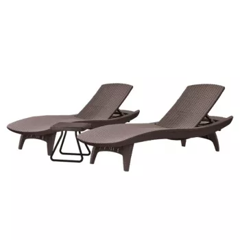 KETER Pacific ligstoelset 2 stuks + tafel bruin