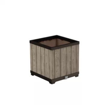 KETER Deco vierkante plantenbak Ashwood bloempot