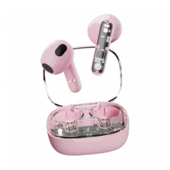 DELTACO Streetz T150-PNK True Wireless in-ear-koptelefoon, Bluetooth 5.3, transparant roze