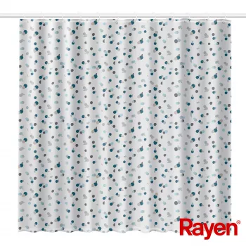 RAYEN Douchegordijn 180x200cm wit/blauw, polyester