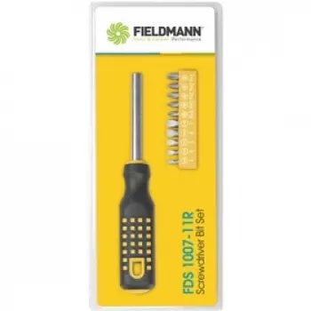 FIELDMANN FDS 1007-11R 12-delige schroevendraaier-bit-set met ergonomische greep, bits van chroom-vanadiumstaal, magnetische houder, plat/kruis/Pozi/Torx
