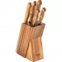 LAMART LT2080 acaciahouten messenblok-set, 5 RVS-messen