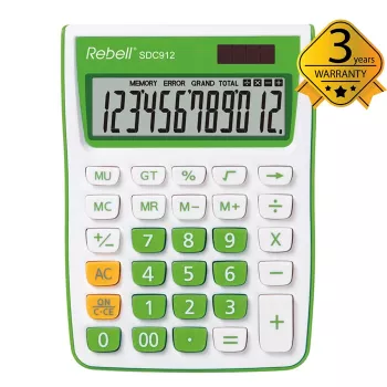 REBELL RE-SDC912GR BX halftafel-zakrekenmachine 12-cijferig dual power grijs