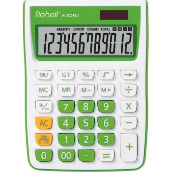 REBELL RE-SDC912GR BX halftafel-zakrekenmachine 12-cijferig dual power grijs