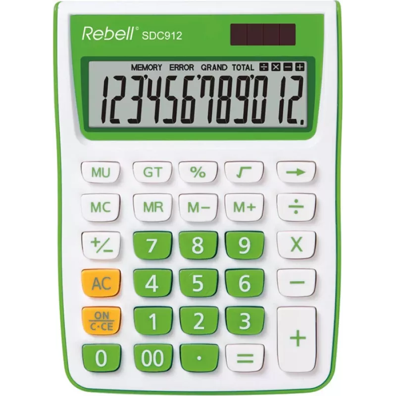 REBELL RE-SDC912GR BX halftafel-zakrekenmachine 12-cijferig dual power grijs