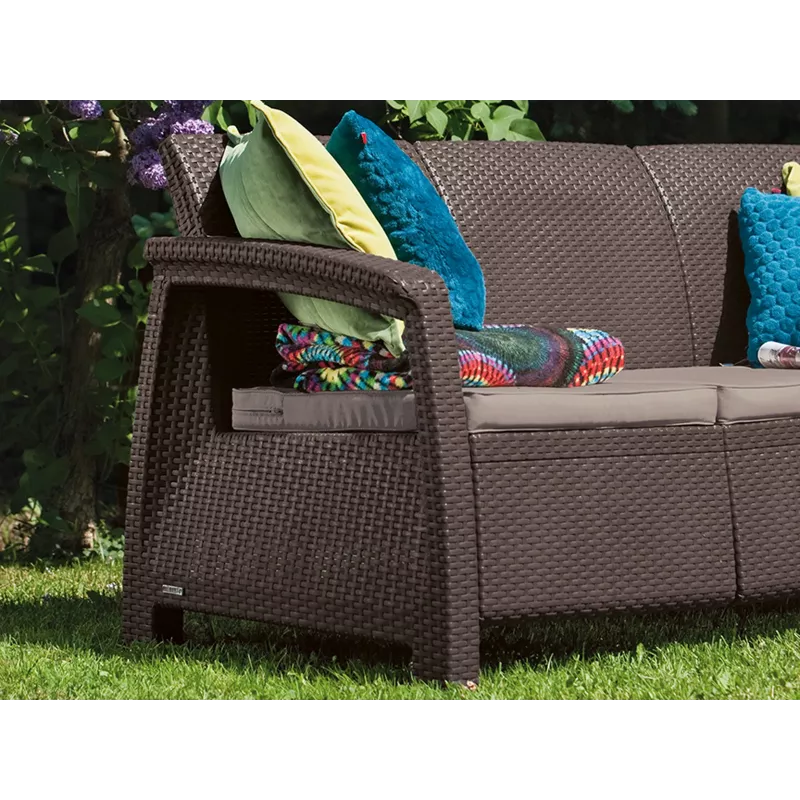 KETER Corfu Love Seat Max bruine driepersoons tuinbank