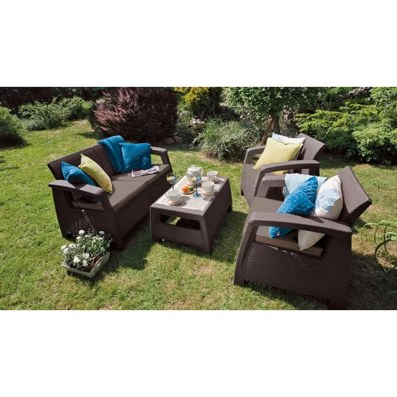KETER Corfu Love Seat Max bruine driepersoons tuinbank