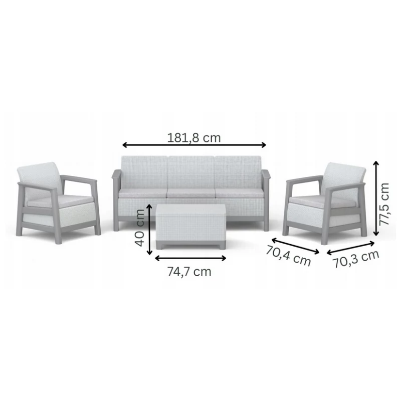 KETER tuinmeubelset Scandi Linea 3-zits set lichtgrijs/donkerstaalgrijs