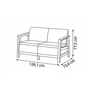 KETER tuinbank tweezits Scandi Linea 2-zits bank kiezelgrijs/lichtbeige