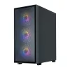 Zalman S6 ATX Mid Tower pc-behuizing, 3 x 140mm + 1 x 120mm vaste RGB-ventilatoren, gehard glas, zwart