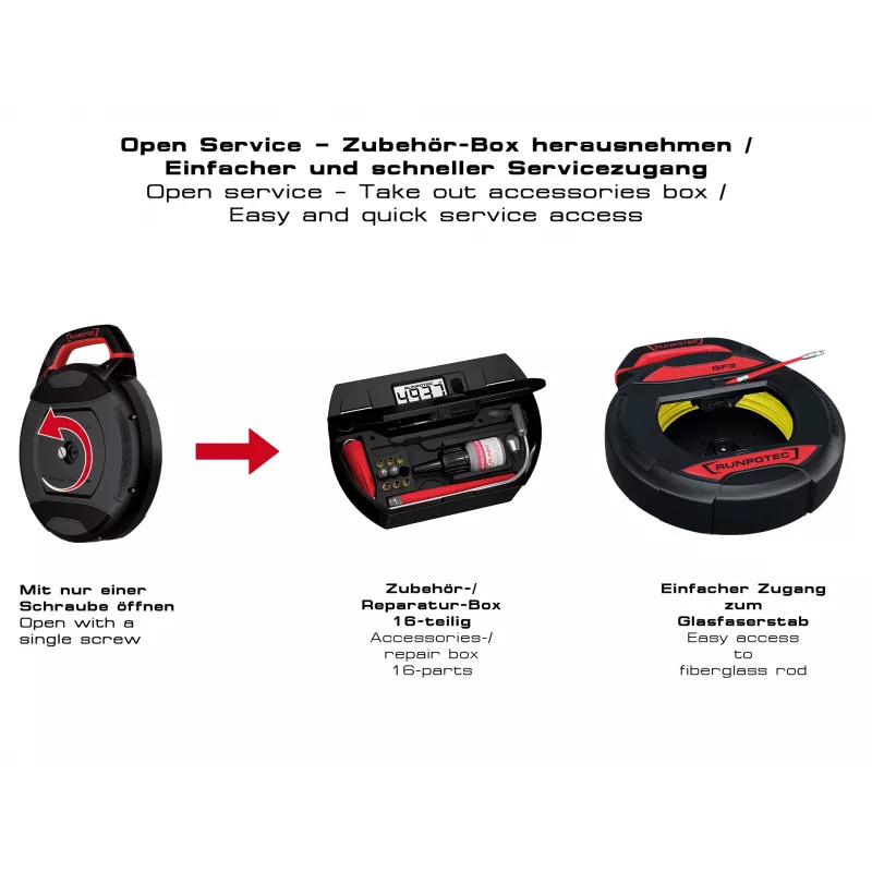 Runpotec kabeltrekapparaat GF3 band-l.30m buig-r. met meterstand