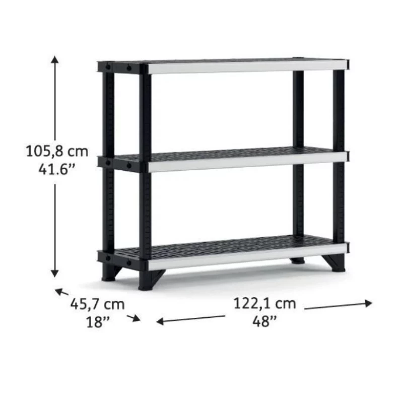KETER 3-laags rek Fused 122,1x45,7x105,8cm zwart