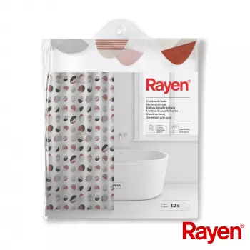 RAYEN Douchegordijn 180x200cm wit/geribbeld, PEVA