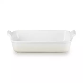 Le Creuset Rechthoekige Heritage aardewerk ovenschaal 32x24cm / 4L wit