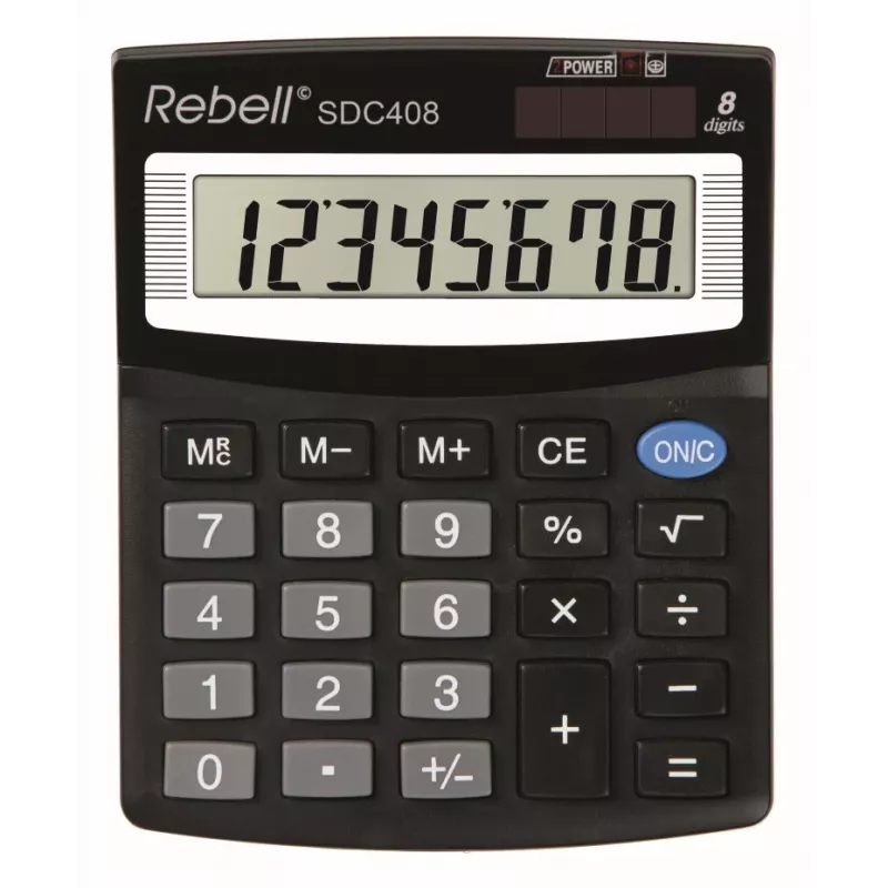 Rebell SDC408 half-bureaurekenmachine, 8 cijfers, zwart