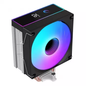 Rampage Octagon B70 CPU-luchtkoeler, 120 mm ARGB, temperatuurweergave, zwart