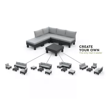 KETER tuinhocker/tafel Element met kussen grijs/lichtgrijs