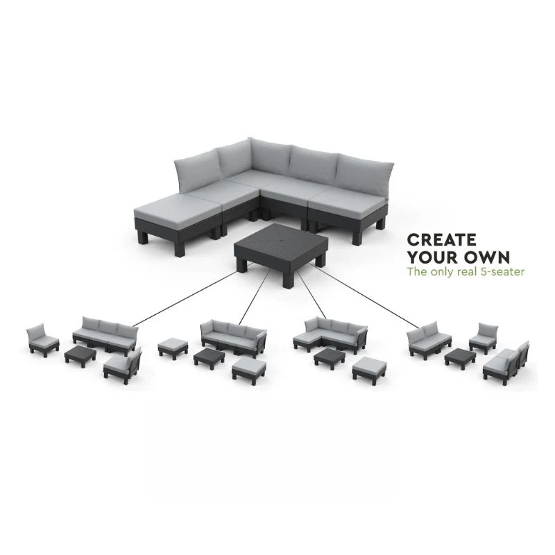 KETER tuinhocker/tafel Element met kussen grijs/lichtgrijs
