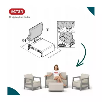 KETER tuinmeubelset Scandi Linea 2-zits set kiezelgrijs/lichtbeige