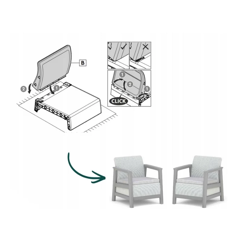 KETER tuinstoelen 2 stuks Scandi Linea lichtgrijs/donkerstaalgrijs