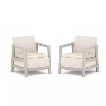 KETER tuinstoelen 2 stuks Scandi Linea kiezelgrijs/lichtbeige