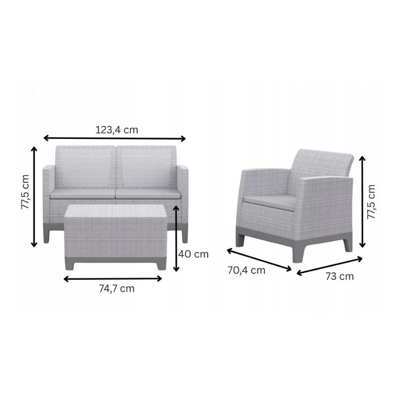 KETER tuinmeubelset Scandi Forma 2-zits set pebble grey/light beige
