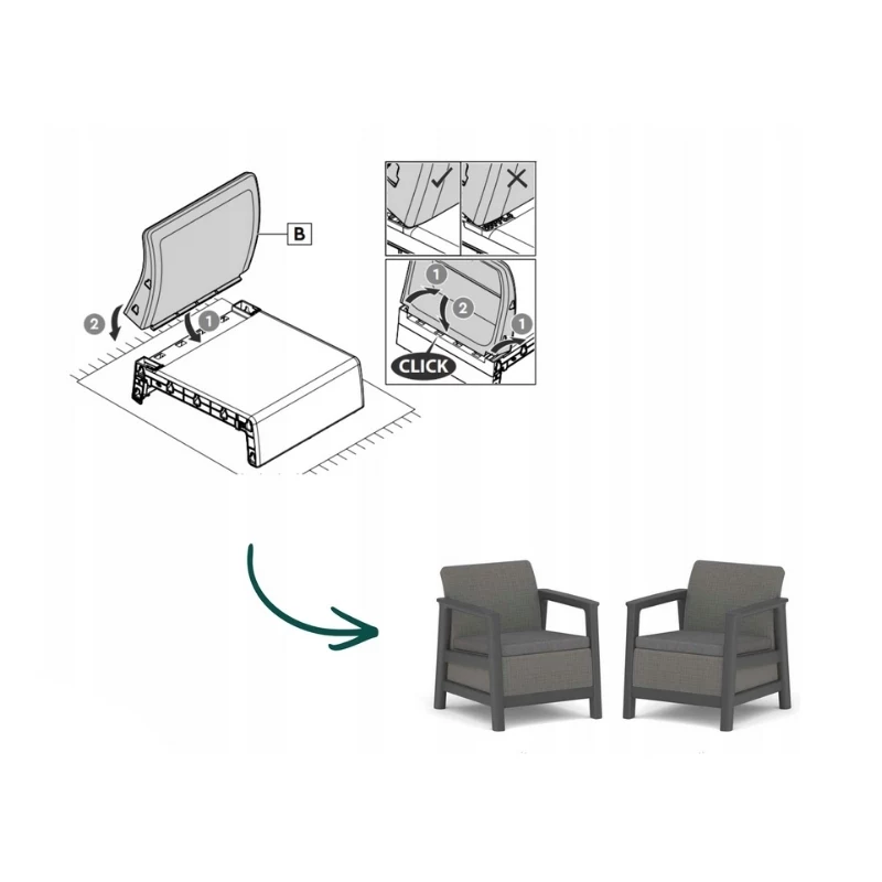 KETER tuinstoelen 2 stuks Scandi Linea grijs