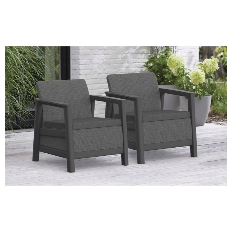 KETER tuinstoelen 2 stuks Scandi Linea grijs