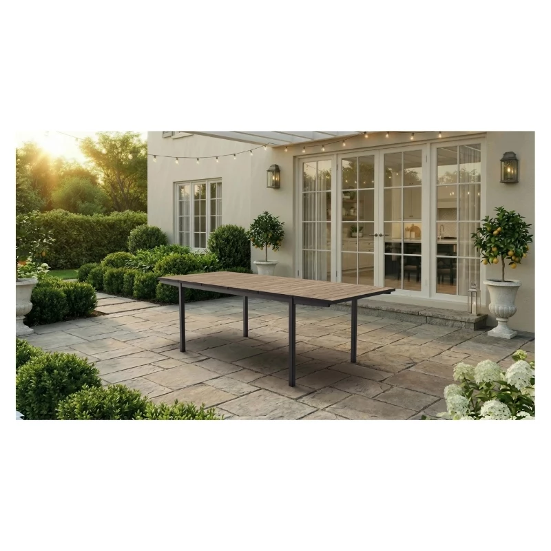 KETER tuintafel uitschuifbaar Deco Porto Nova uitschuifbaar 160-240 essenhouttint/zwart