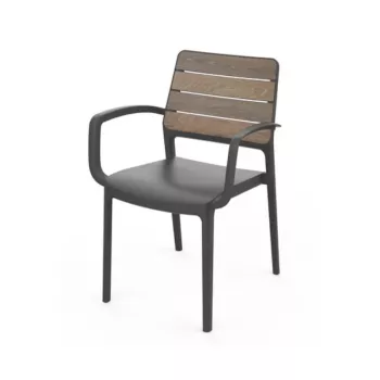 KETER tuinstoel Deco Porto fauteuil walnoot/grijs