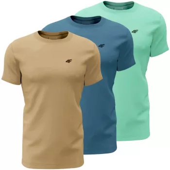 Heren T-shirt 4F M4481 3-pack beige, blauw, mint 4FWSS26TTSHM4481 91S 3XL