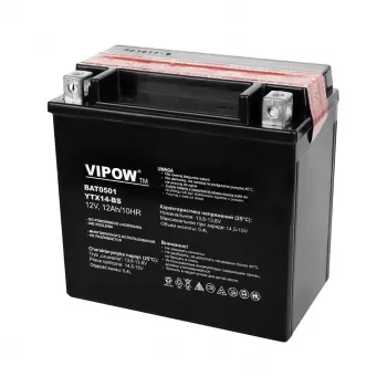 VIPOW BAT0501 conventionele lood-zuur motoraccu 12V 14Ah, 140A koudstartstroom, zuurpakket inbegrepen