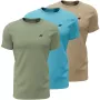 4F M4481 heren T-shirt 3-pack groen, blauw, beige 4FWSS26TTSHM4481 90S M