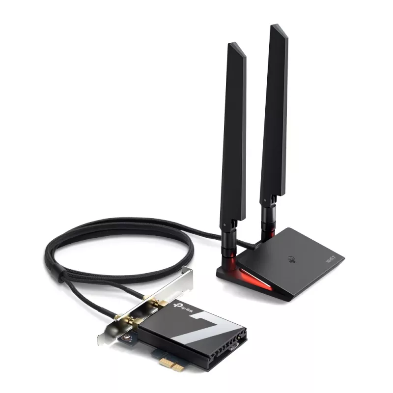 TP-Link Archer TBE550E WiFi 7 Bluetooth 5.4-adapter BE9300 triband, PCI Express, 2x externe antenne