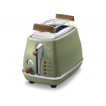 DELONGHI Icona Vintage toaster CTOV 2103.GR 900W, roestvrij staal, kruimellade, ontdooifunctie, groen/beschadigde verpakking