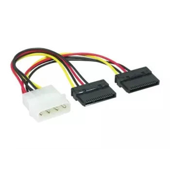 EXSYS SATA-stroom Y-kabel 4-pin Molex naar 2x 15-pin SATA, 15cm EX-K3611