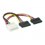 EXSYS SATA-stroom Y-kabel 4-pin Molex naar 2x 15-pin SATA, 15cm EX-K3611