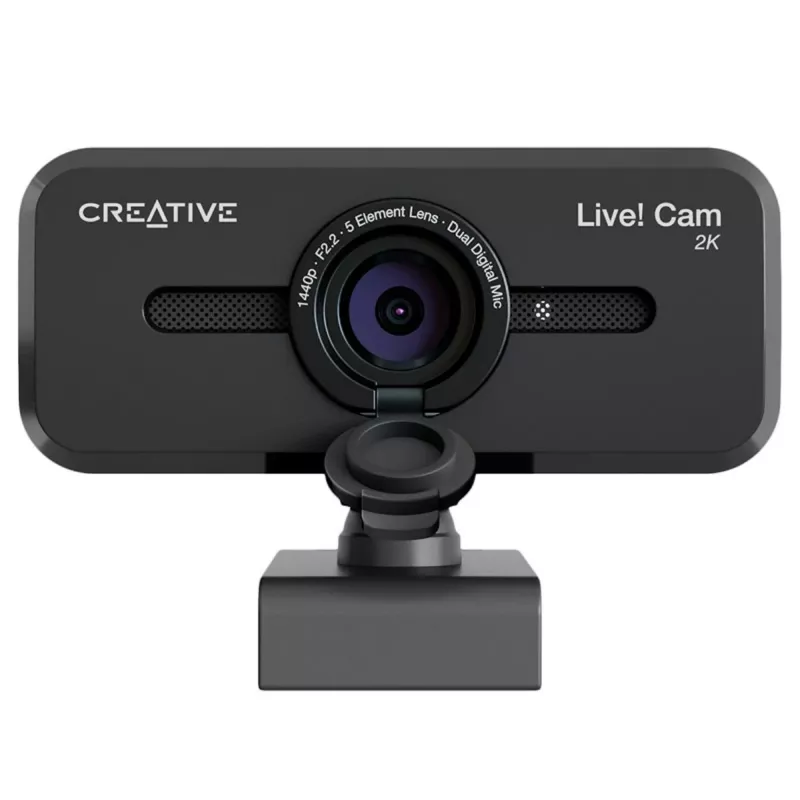 Creative Live! Cam Sync V3 2K QHD webcam met dubbele microfoons en privacysluiting, zwart