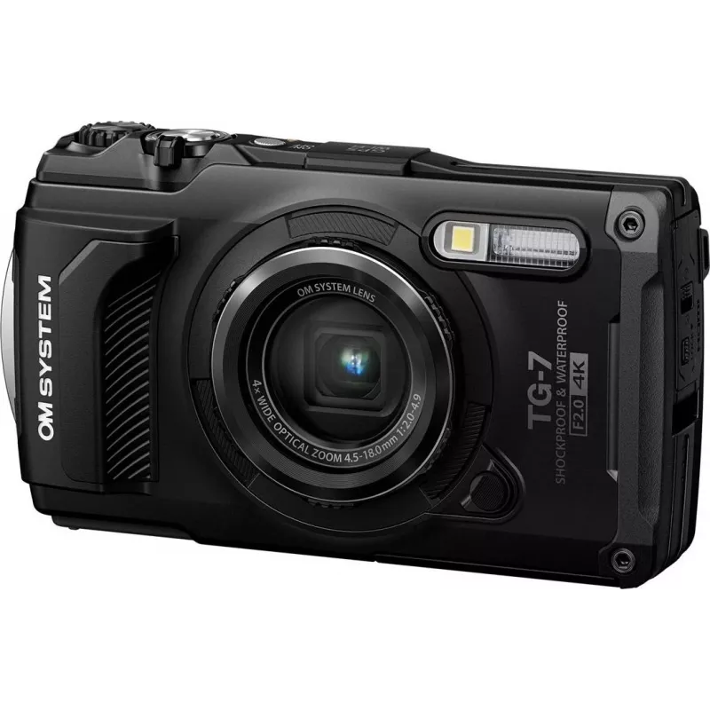 OM System Tough TG-7 zwart robuuste compactcamera, 12 MP, 4K video, waterdicht 15m