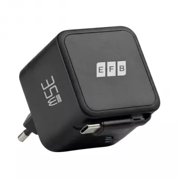 EFB Elektronik G352CE 35W GaN USB-C wandlader met intrekbare 0,7m kabel, PD3.0 & QC3.0, zwart