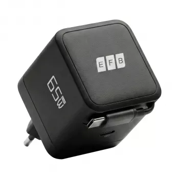 EFB Elektronik G652CE 65W GaN USB-C PD 3.0 wandlader met intrekbare kabel, zwart