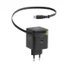 EFB Elektronik G652CE 65W GaN USB-C PD 3.0 wandlader met intrekbare kabel, zwart