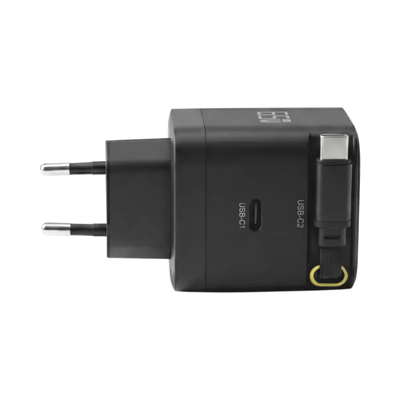 EFB Elektronik G652CE 65W GaN USB-C PD 3.0 wandlader met intrekbare kabel, zwart