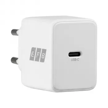 EFB Elektronik G201CE 20W USB-C GaN wandoplader-set met 2m USB-C kabel, PD3.0 & QC3.0, wit