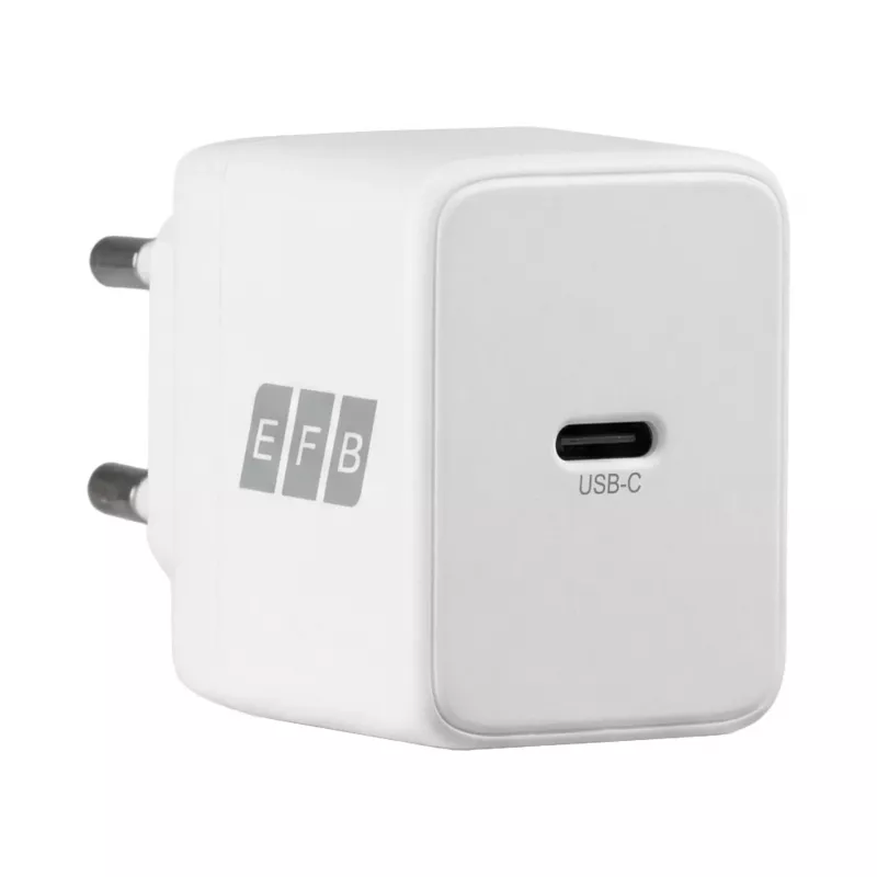 EFB Elektronik G201CE 20W USB-C GaN wandoplader-set met 2m USB-C kabel, PD3.0 & QC3.0, wit