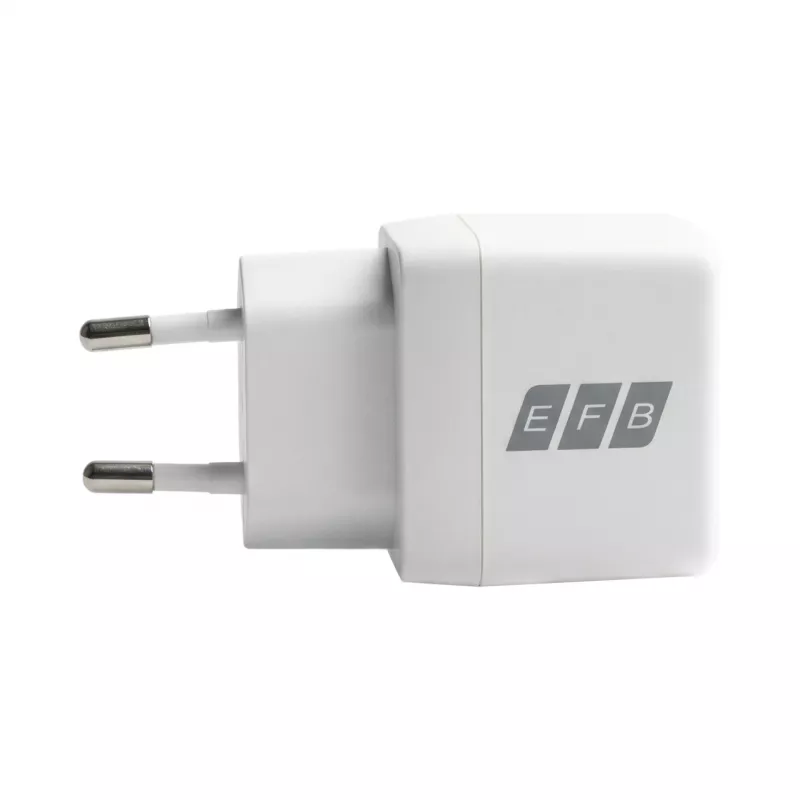 EFB Elektronik G201A1CE 20W GaN USB-C PD3.0 + USB-A QC3.0 wandoplader-set met 2m USB-C kabel, wit
