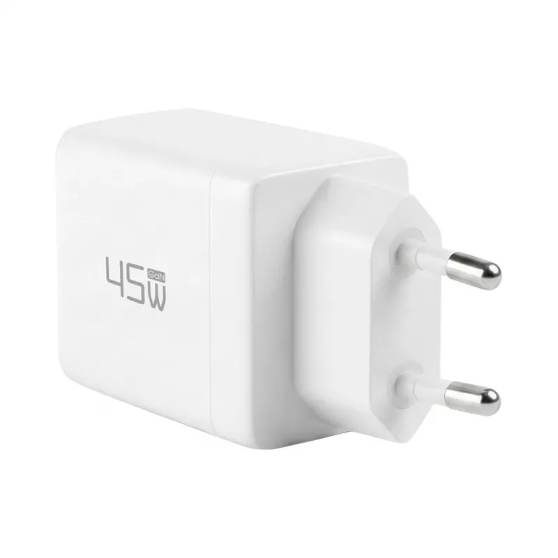 EFB Elektronik G452CE 45W dual USB-C GaN wandoplader-set met 2m USB-C kabel, wit